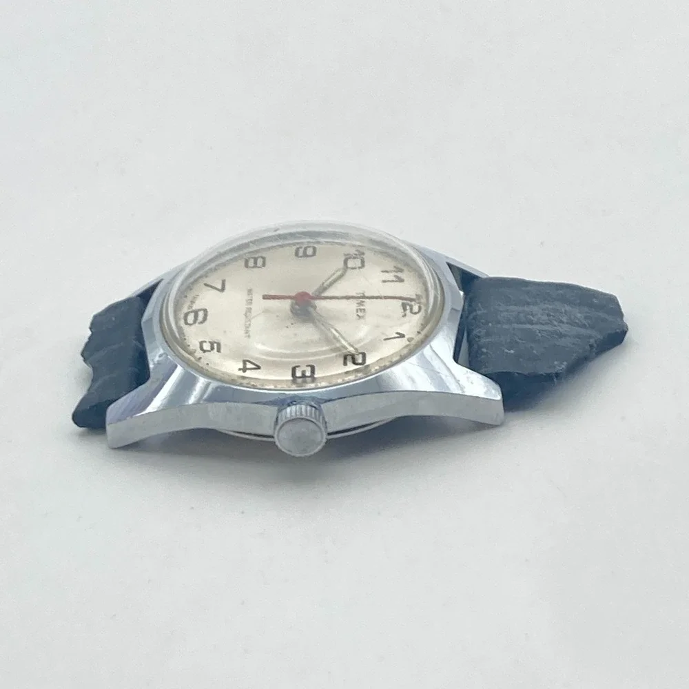 Vintage Timex Sprite Men's Watch 31mm 22519 02480 Silver Tone 1980 Manual Wind